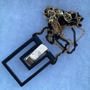 Natasha Necklace Black/Gold Tone Double Chain Necklace Pendant Ladies Jewelry Ne